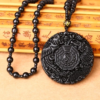 

Drop Shipping Unique Natural Black Obsidian Carving Dragon Lucky Amulet Healing Crystal Reiki Pendant Necklace Women Men Jewelry