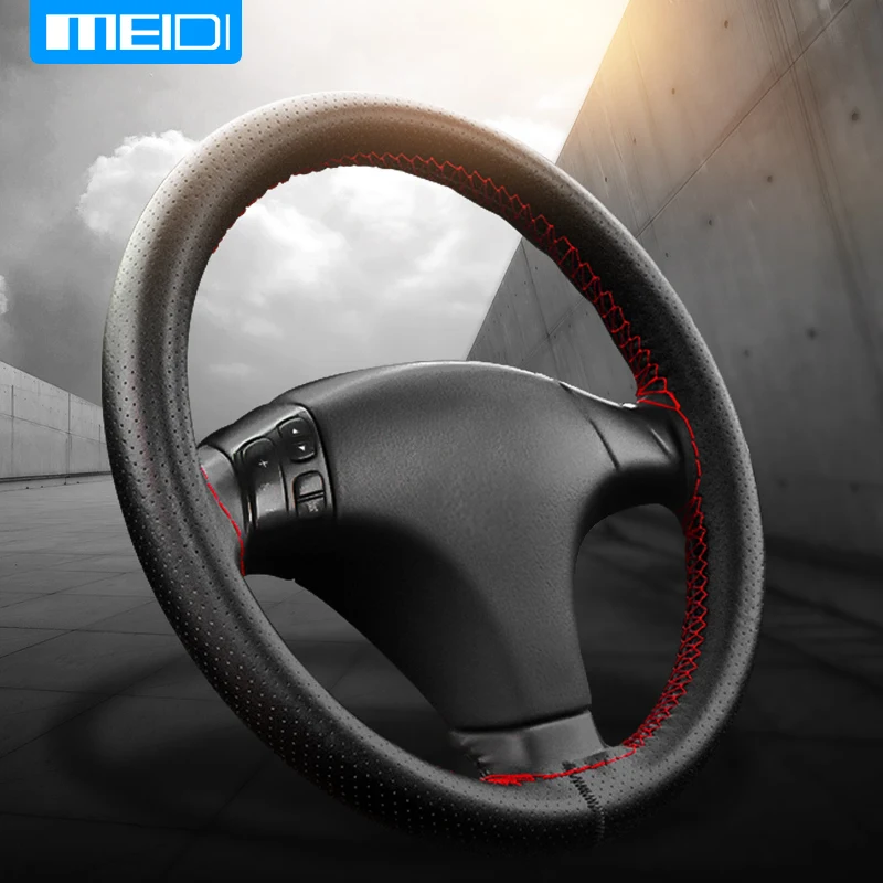 MEIDI Car Steering Wheel Covers Fits Outer Diameter of 37-38CM DIY Genuine Leather Braid On The Steering-Wheel Of Car MEIDI Car Steering Wheel Covers Fits Outer Diameter of 37-38CM DIY Genuine Leather Braid On The Steering-Wheel Of Car