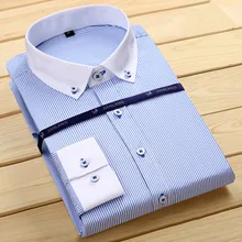Мужская рубашка мужская деловая Повседневная модная полосатая рубашка с длинным рукавом мужская деловая джентльменская офисная формальная рубашка