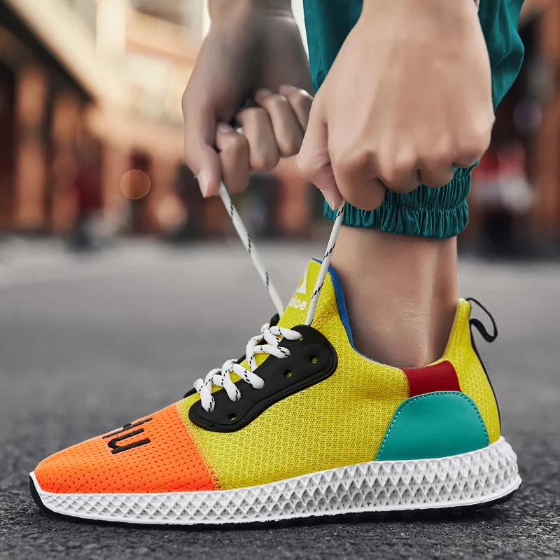 

Mens Sneakers Casual Shoes Mesh Breathable Male Schuhe Spring Fashion Lace-Up Rubber Sole Chaussure Homme Trainers