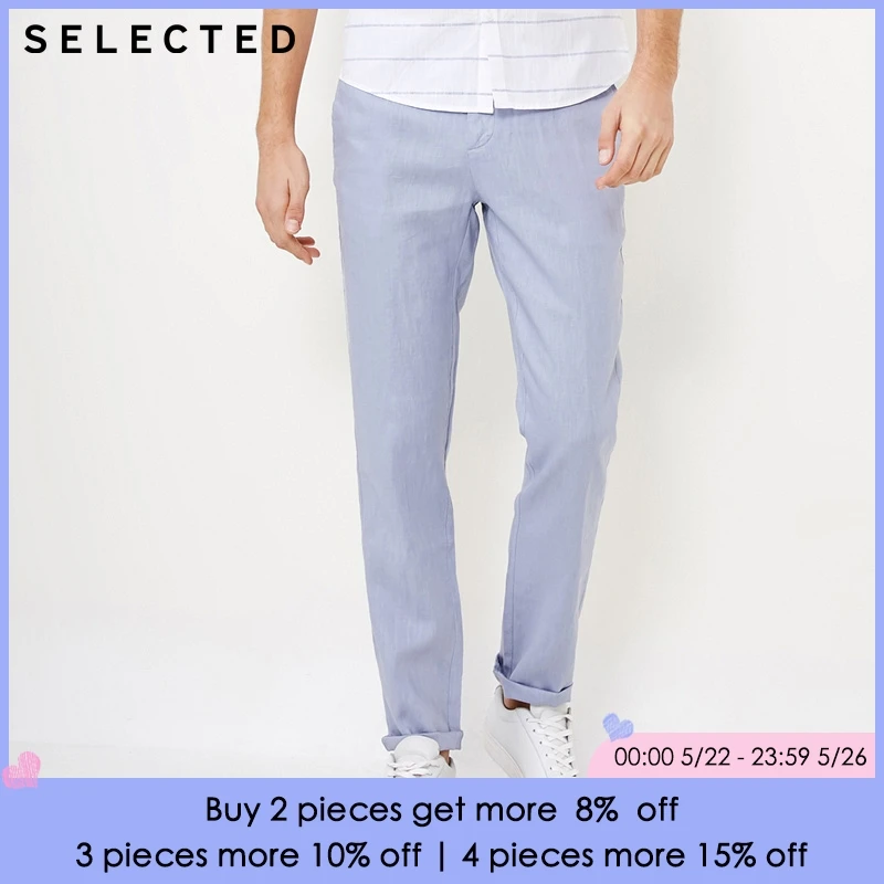 

SELECTED 2019 Spring Summer New Men's Straight Fit Washed Fit Linen Pants S|4182W2503