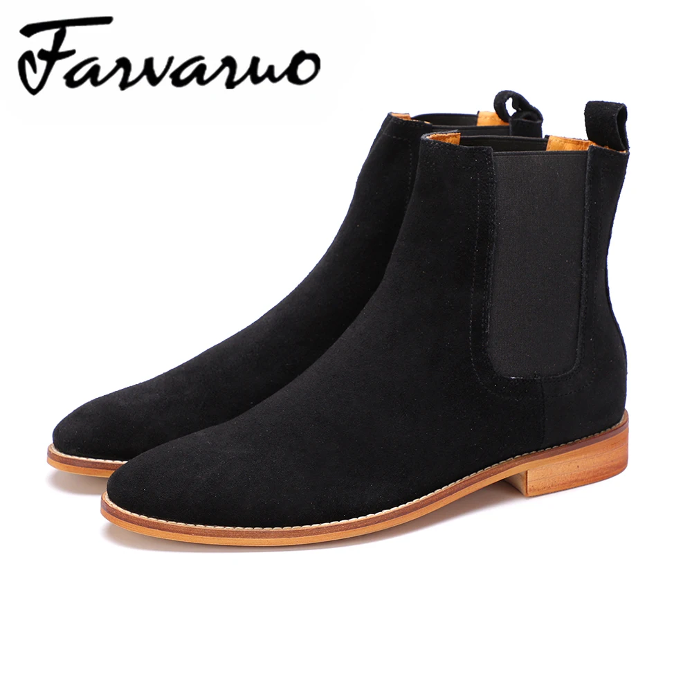 Farvarwo Summer Casual Chelsea Boots Men Genuine Leather Handmade Suede Ankle Boots Mens Social Slip On Flats Luxury Dress Shoe Chelsea Boots Aliexpress
