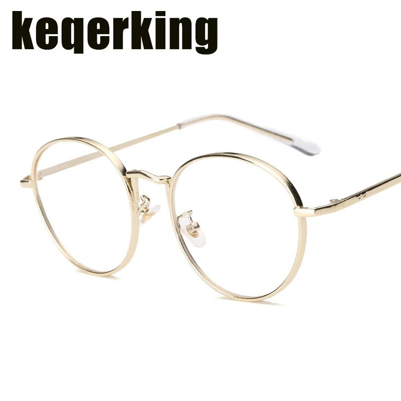 

Literary Retro Men's Oval Glasses Frame Women's Tide Net Glasses Version Large Frame Gold Wire Flat Mirror Fashion Eyeglasses