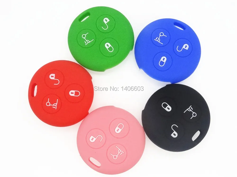 

Silicone car key cover fits for MERCEDES benz Smart City Fortwo Roadster 3 button remote key case shell 1pc