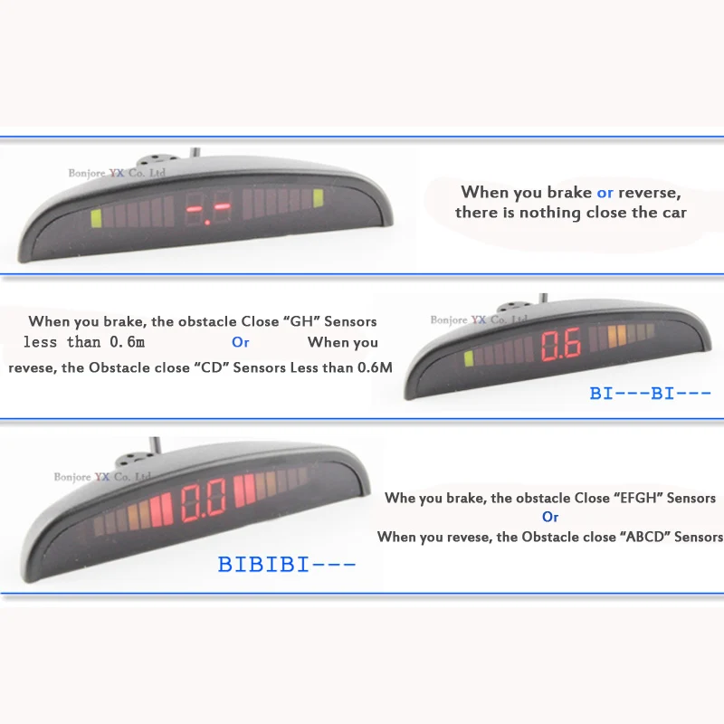Koorinwoo светодиодный Экран парктроник парковка Сенсор 4/6/8 радарами звуковой сигнал индикатор зонды Парковочные системы черный, серебристый цвет