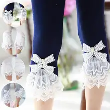 Girls Leggings 2018 Summer Style Children’s Clothing Calf-length Baby Mesh Spliced Bow Lace Leggings Kid’s Pants, Size 100-150
