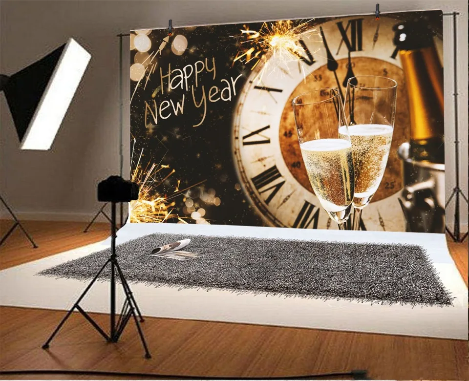 ASDCXZ Toile De Fond De Bonne Année 2026 3x2m, Feux D'artifice Horloges