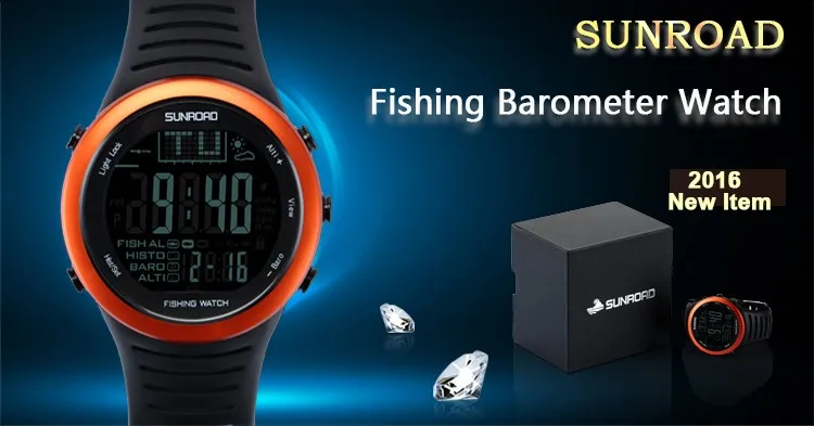 Мужские спортивные часы, Многофункциональные цифровые часы для рыбалки, все в одном, 5 АТМ, водонепроницаемые, барометр, альтиметр, термометр, часы для записи