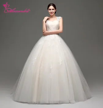 

Alexzendra Stock Dresses Light Champagne Ball Gown Princess Wedding Dress with Removable Sash Bridal Gowns Ready to Ship