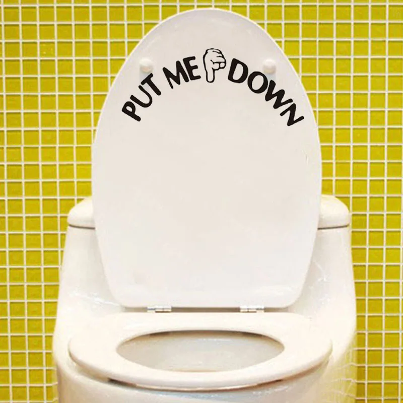 2Pcs Home Decor PUT ME DOWN Decal Bathroom Toilet Seat Sign Reminder