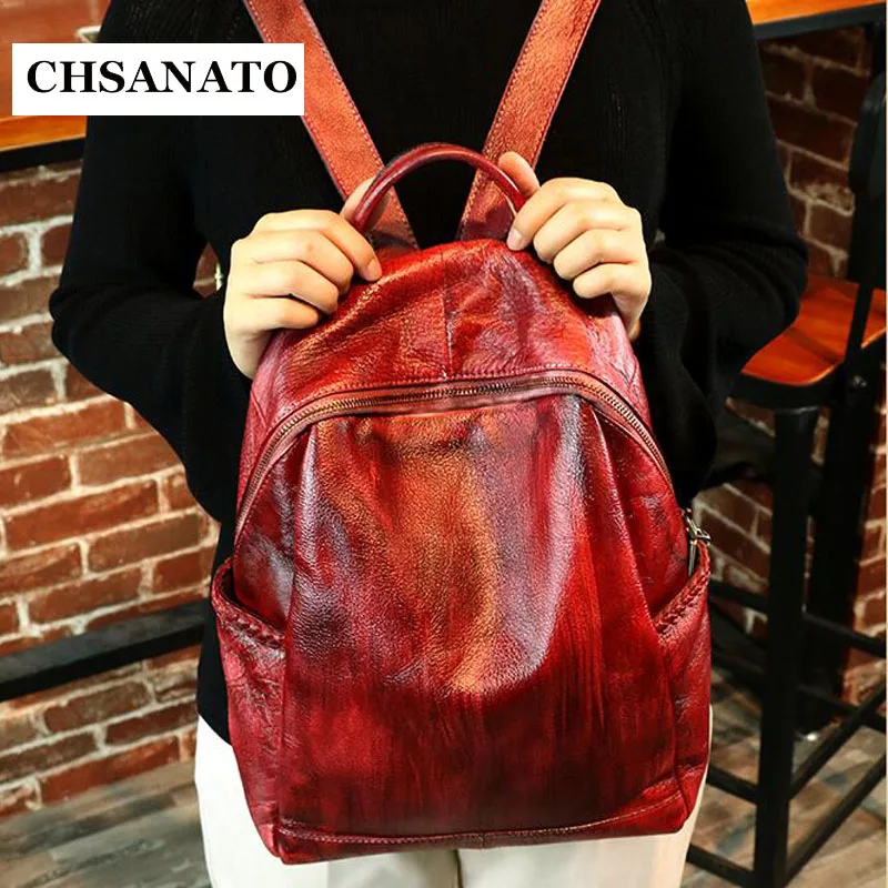 CHSANATO Stylish Backpacks Genuine Leather Backpacks Female School Shoulder Bags Teenage Girls College Student Casual Bag CHSANATO Stylish Backpacks Genuine Leather Backpacks Female School Shoulder Bags Teenage Girls College Student Casual Bag