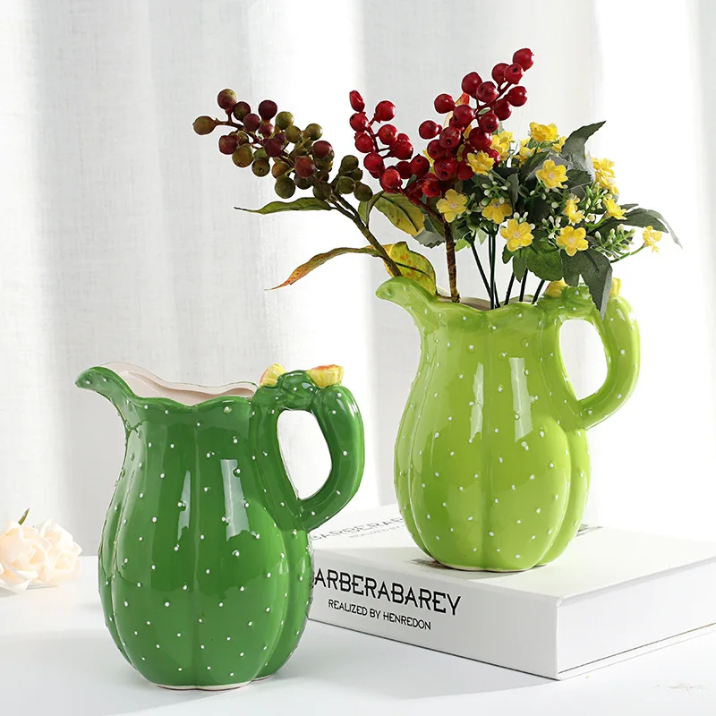 Креативное украшение дома цветок Кактус Стиль Керамическая ваза ремесла композиции