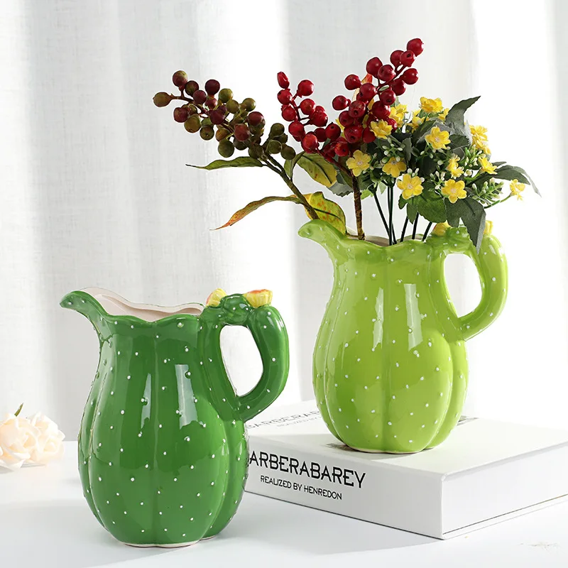 

Creative Home Decoration Flower Cactus Style Ceramic Vase Crafts Arrangements