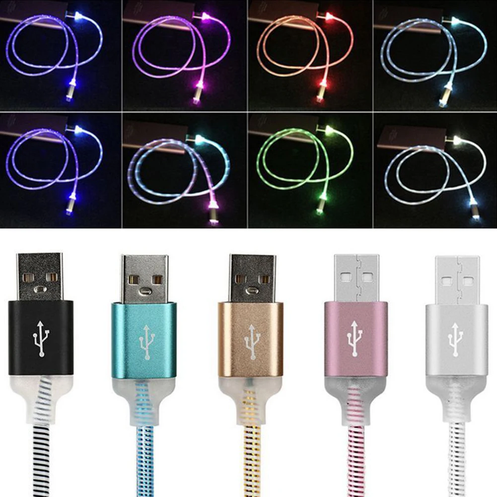 

High Speed Micro USB Charger Type-C Charging Cable Light Flashing Metal Alloy Data Sync Cable(1m,gold)
