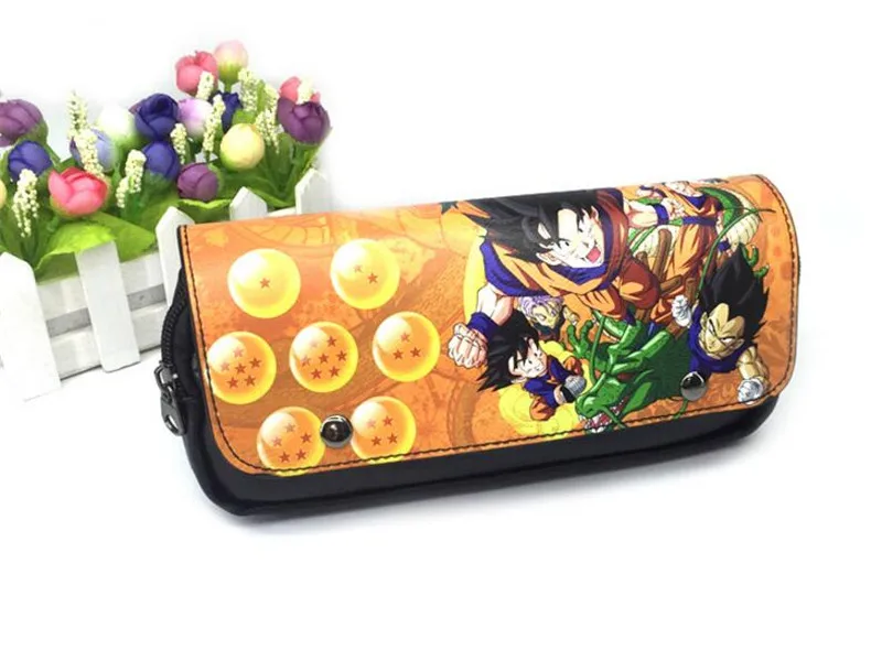 

Anime Dragonball Z Vegeta Printed Pencil Case PU Button Zip Pen Bag Stationery Bags Make Up Pouch School Office Supplies