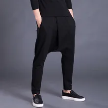 27-44 новая мужская одежда стилист волос GD Мода хип хоп свободные шаровары брюки с заниженной шаговым швом Большие размеры костюмы