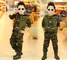 Children Camouflage Clothing Suit 3 Pcs Set Spring Fall Boys Military Uniform Clothes Kids Hooded Vest Coat + Tops + Pants B181 Children Camouflage Clothing Suit 3 Pcs Set Spring Fall Boys Military Uniform Clothes Kids Hooded Vest Coat + Tops + Pants B181