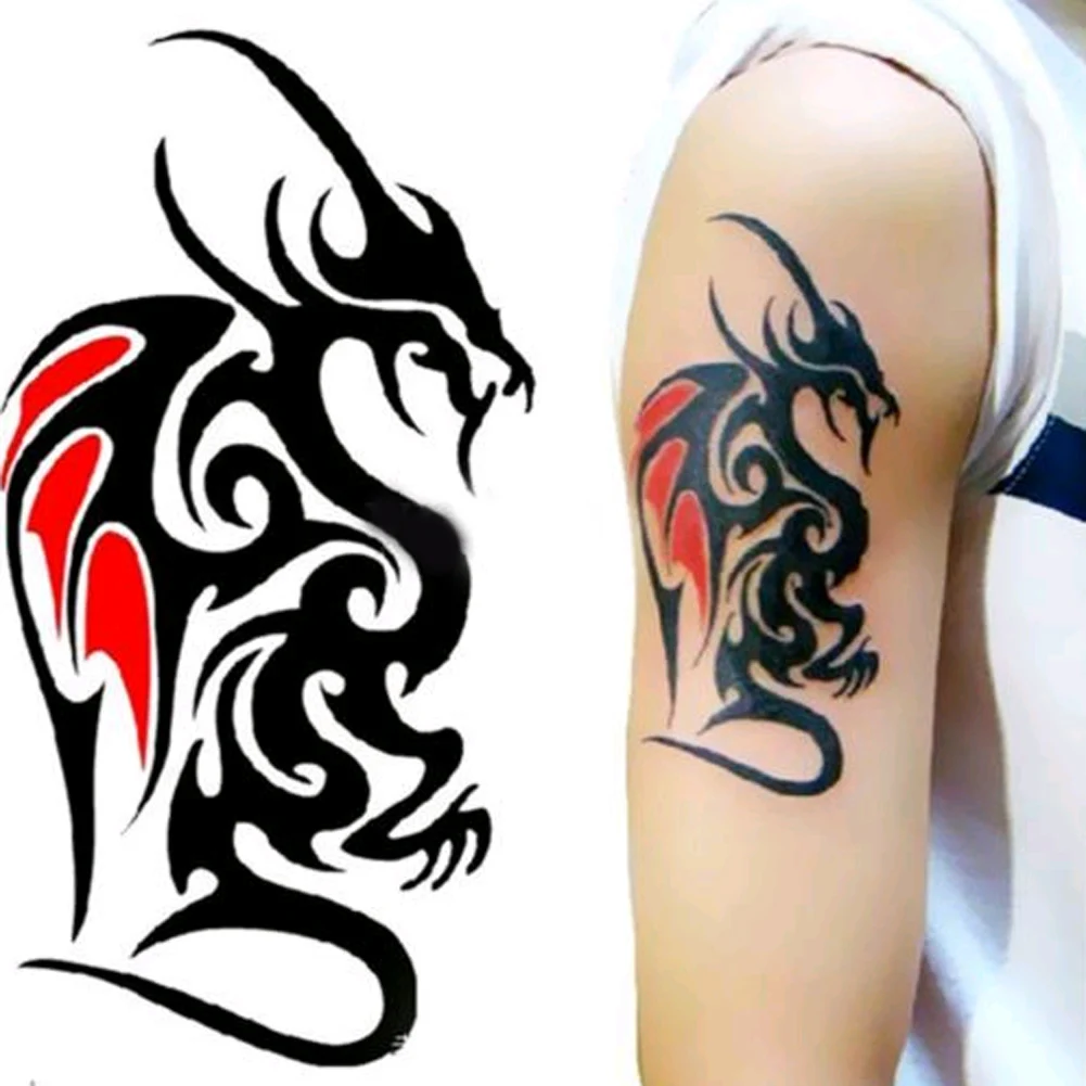 

2 pcs Waterproof Temporary Tattoo Sticker Of Body 10.5*6cm Cool Man Dragon Tattoo Totem Water Transfer High Quality