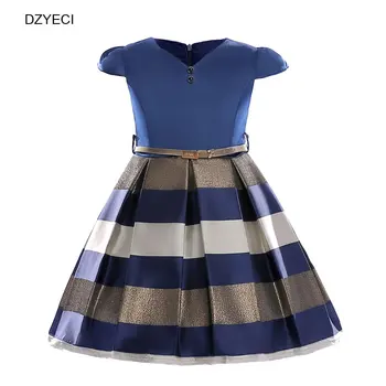 

DZYECI Carnival Costumes For Girl Dress Summer Kid Bow Striped Graduation Party Princess Frock Child Deguisement Elegant 8 9 10T