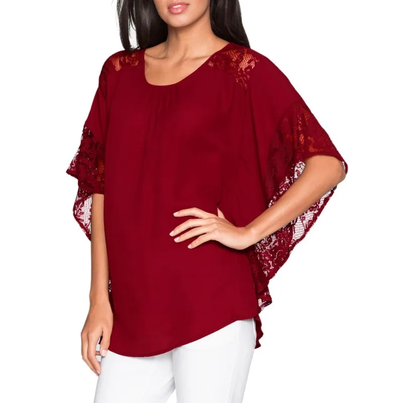 chiffon tri color spliced loose t shirt