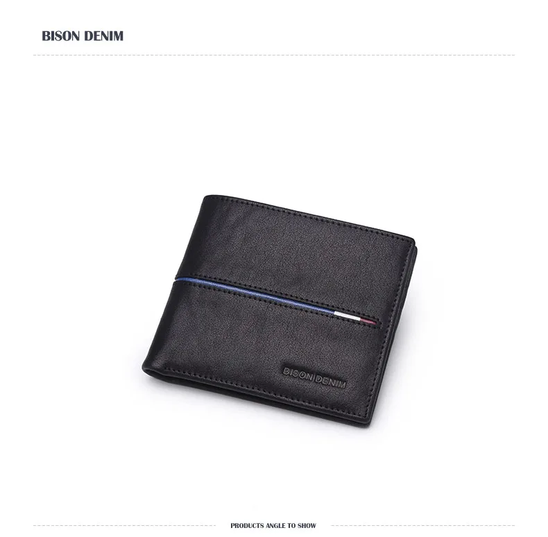 BISON DENIM бренд мужской кошелек из натуральной кожи кредитный держатель для карт яловой кошелек Кредитная карта кошелек мужской длинный