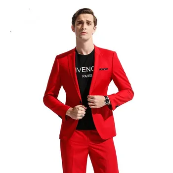 

2018 Hot Sale red two piece Mens Suits Blazer Slim fit men wedding suit Party Dress Custom Tailor Clothing terno masculino