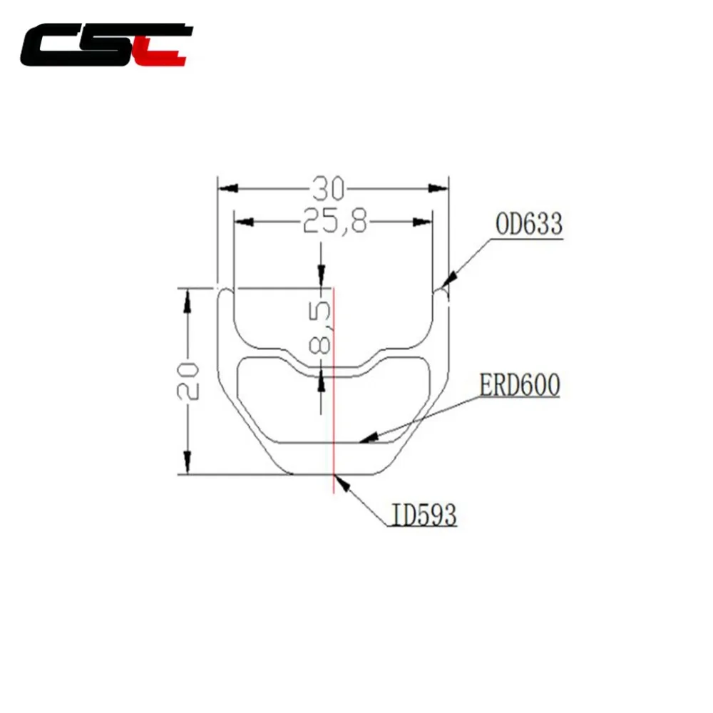 29er 30mm Width 20mm Clincher Carbon Mountain Bike Rims Super Light Weight! Tubeless Compatible