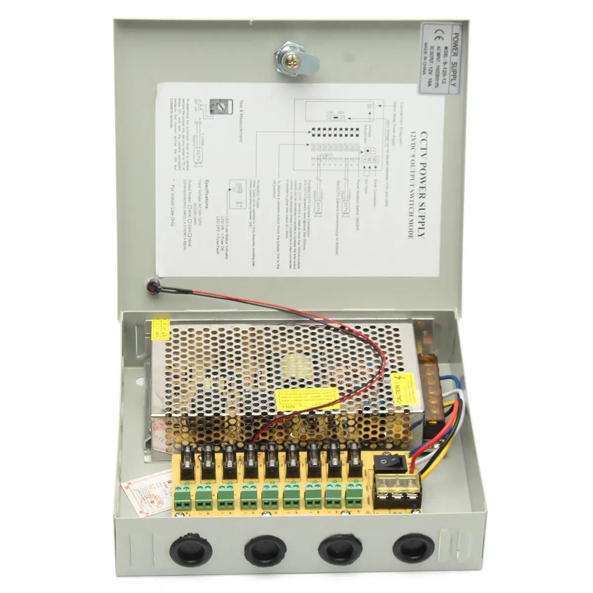 

Safurance 9 Channel 8CH CCTV Security Camera Distribution Power Supply Box DC 12V 10A Home Security Safety