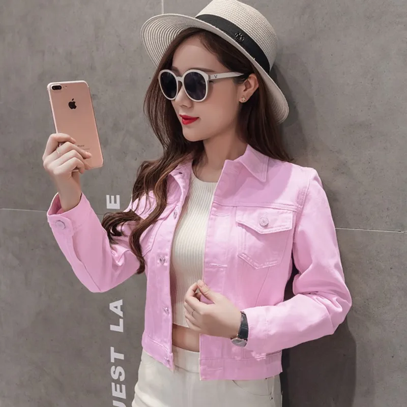 Fashion Jeans Jacket Women 2019 New Arrival Spring Autumn Hand Brush Long Sleeve Stretch Short Denim Jacket Coat  xy884