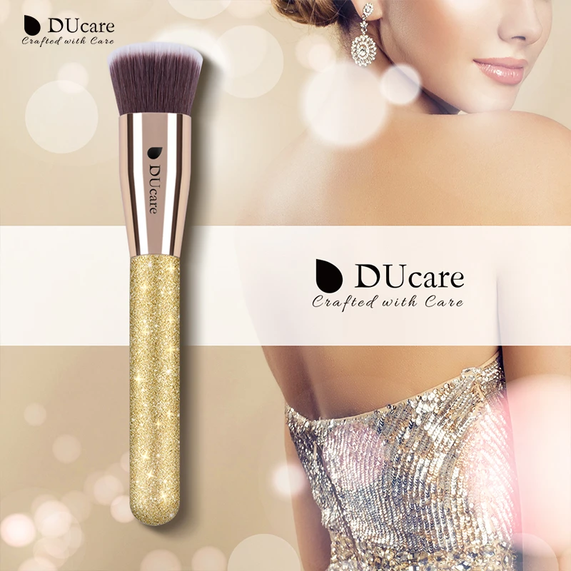 Новые DUcare 1 шт. Кисть для нанесения основы плоская кисть Кабуки Золотые кисти лица