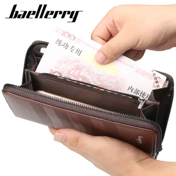 

Baellerry Men's Purse Vintage Long Wallet Multifunction High Quality PU Leather Zipper Phone Bag Casual Large Capacity Wallets