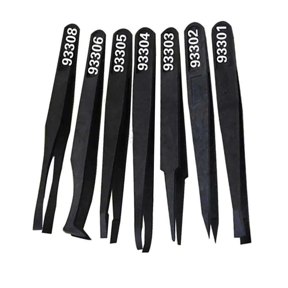 

New Portable Multifunction Black Straight Bend Anti-static Plastic Tweezer Heat Resistant Repair Tool#F