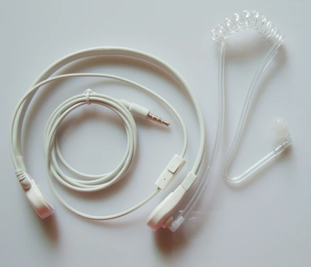 3.5mm Plug Jack Throat Vibration Headset Earphone Earpiece W/Mic Air Tube Acoustic Covert For