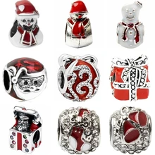 Btuamb esmalte de alta calidad casa regalos de navidad calcetín campana cuentas encantos Fit Pandora pulseras y brazaletes collar fabricación de joyas(China)