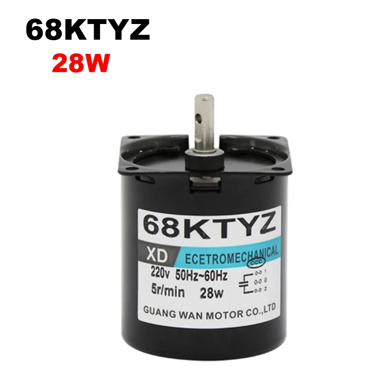 

220V AC 28W Gear Motor 68KTYZ Permanent Magnetic Synchronism Motor 2.5RPM 5RPM 10RPM 15RPM 20RPM 30RPM 40RPM 50RPM 60RPM