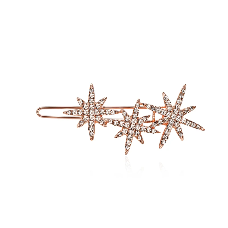 

CHIMERA Crystal Star Hairpins Shining Rose Gold Metal Hair Side Clips Barrette for Gilrs Women Elegant Rhinestone Hair Jewelry