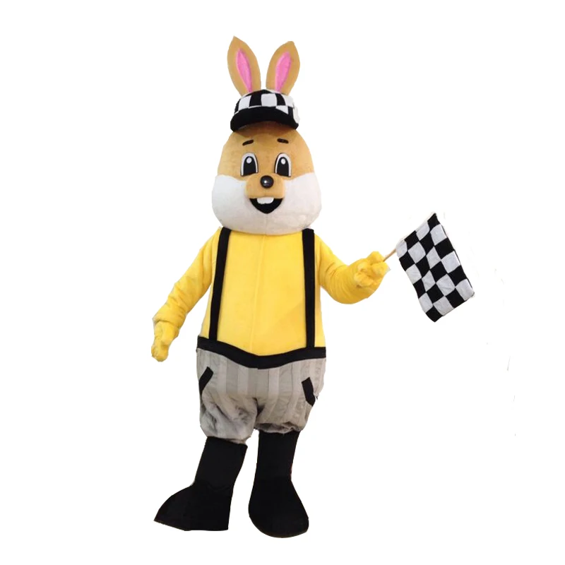 

Adult Racing Rabbit Mascot Costume Carnival Festival Commercial Advertising Party Dress With Fan In Head