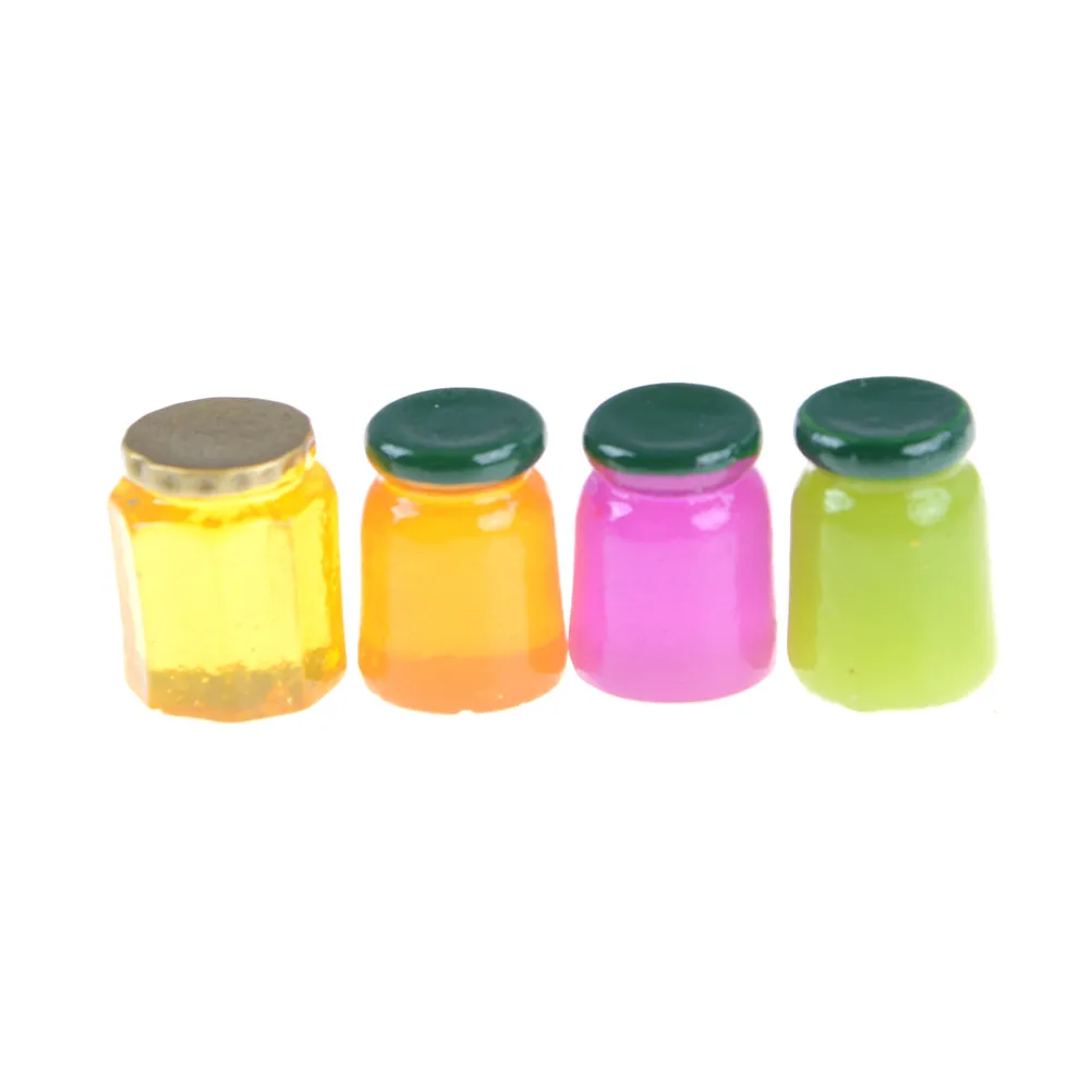 

New Dollhouse Miniature Fruit Jam Bottles Mix Flavors Food Kitchen Toys For Child Kids Toys Birthday Gift 25mm 5Pcs