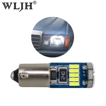 

WLJH 2x No Polarity Canbus Error free Ba9s Led Lamps 3W 15 4014SMD 12V Car Instrument Parking Marker LED Light Bulbs Pure White