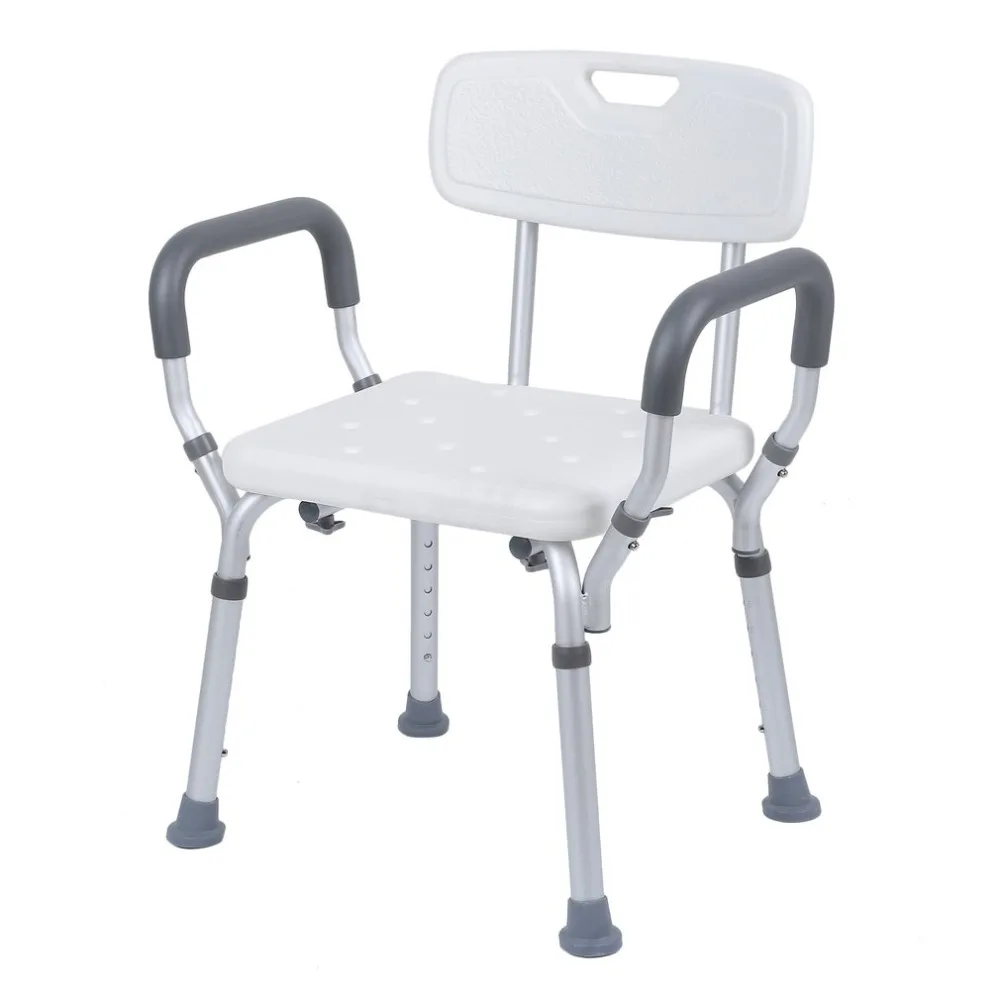 

Adjustable Height Medical Medical Aluminum Shower Chair Bathroom Aid Stool Bench Seat Armrest Health Guardian