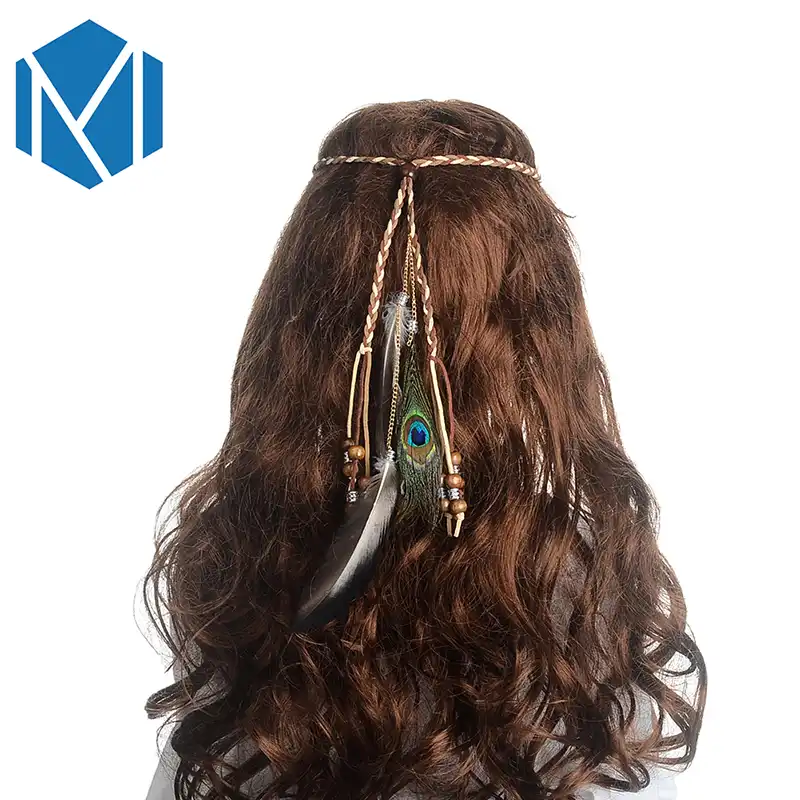 M Mism Girls Popular Feather Headband Festival Hippie Hair Band