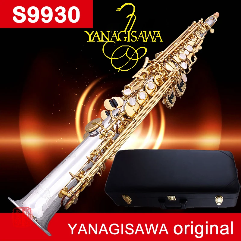 

Soprano Saxophone YANAGISAWA S9930 B(B) Silver-plated Soprano Straight gold Key Sax Professional Musical Instruments Mouthpiece