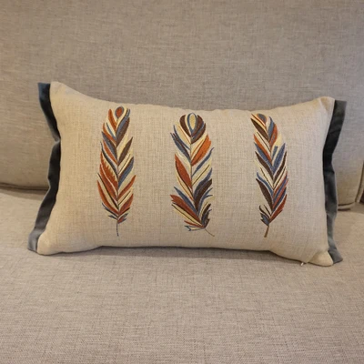 

Embroidery Pillow Cover BOHO Cushion CoverFeather and cotton embroidery cushion Boho Home Decor, Custom Size&Color 45X45CM/40CMR