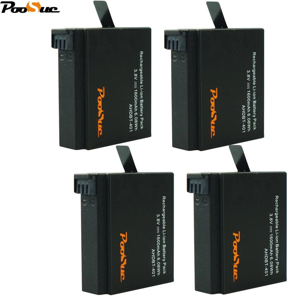 4Pcs for Gopro Hero 4 battery AHDBT 401 AHDBT 401 AHDBT401 batteria for Go Pro Hero 4 Gop pro