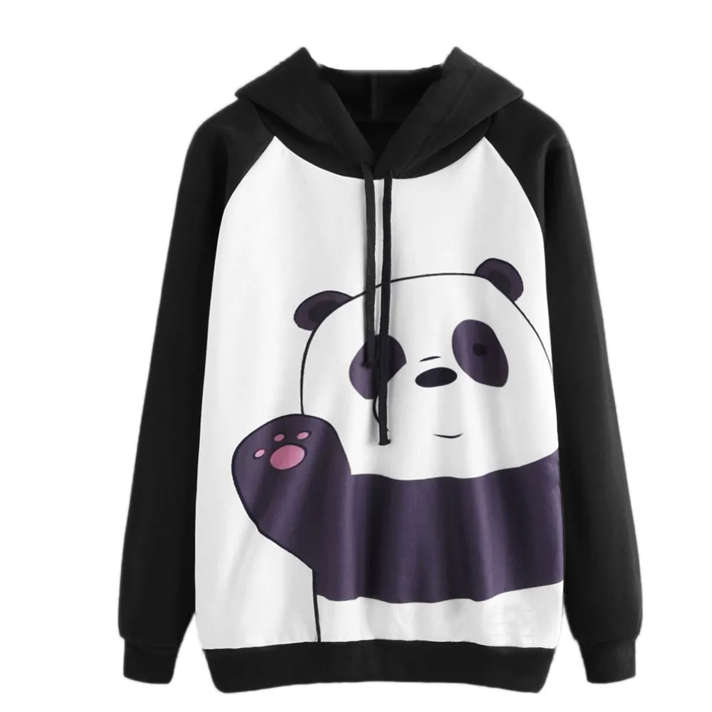 

Womens Lovely Panda Print Hooded Long Sleeve Patchwork Drawstring Hoodie Sweatshirt Jumper Casual Pullover Sudaderas Mujer #L