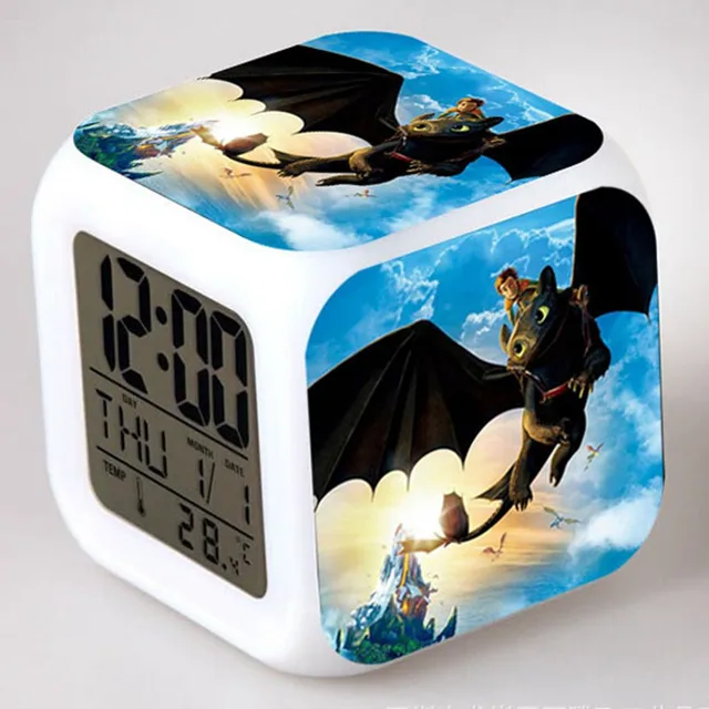 Night fury LED 7 colors change Alarm Clock how to train your dragon