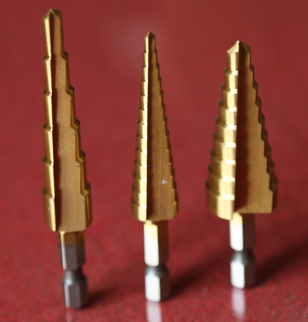 3pcs HEX shank 3 12mm,4 12mm,4 20mm HSS Step Drill Bit Set core drill