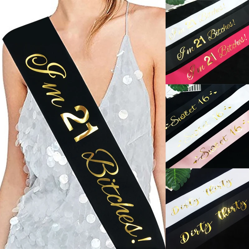 

Birthday Sashes Adult Shoulder Straps Etiquette Belt Favor Party Supplies //Party Decoration Bridal Shower Sashes Night Stain