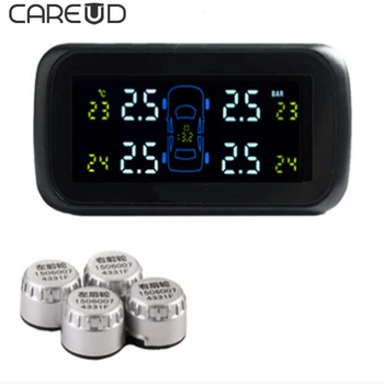 

CAREUD U903 TPMS Wireless Tire Pressure Monitoring 4 Standard External Sensor Support Bar and PSI Universal Car Alarm TPMS Tool