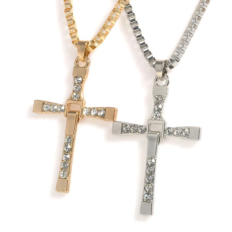 Punk Cross Necklace Men 50cm Long Chain Pendant Statement Necklace Jewelry Factory Price